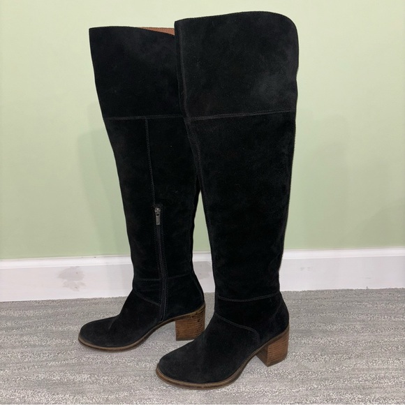 Lucky Brand Women’s Ramsden Black Suede Over The Knee Heeled Boots Size 8 - Picture 2 of 7